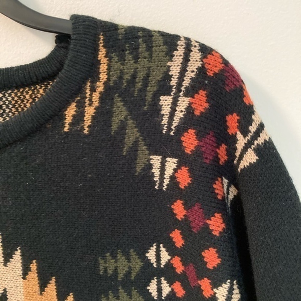 Cotton & Rye Outfitters Poncho Sweater Black Southwest Aztec Cape Sz L Fringe - Picture 7 of 10